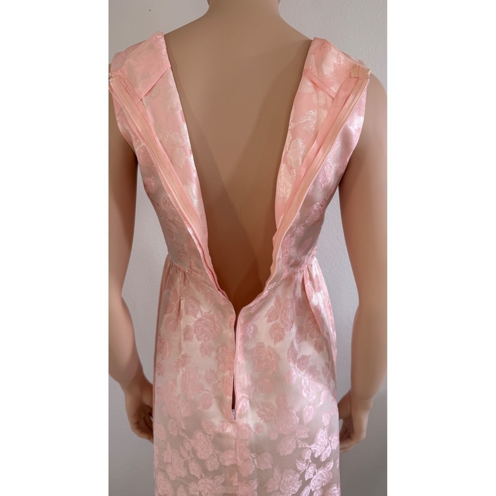 Vintage 60s Pink Damask Floral Dress and Jacket Set Home Sewn MCM Mod 2pc - Picture 5 of 16